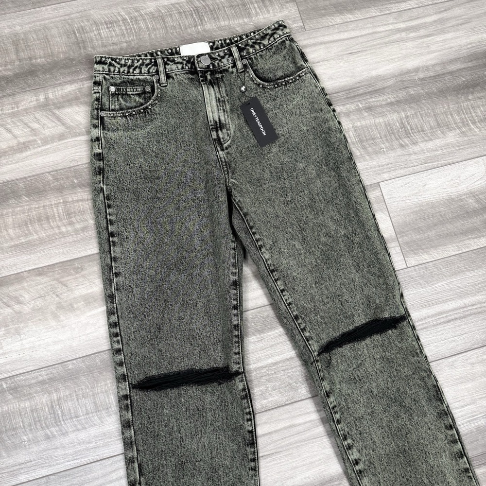 Free People x One Teaspoon Awesome Baggies Jeans Black Khaki Size 31 NWT $148‎ - Picture 7 of 15